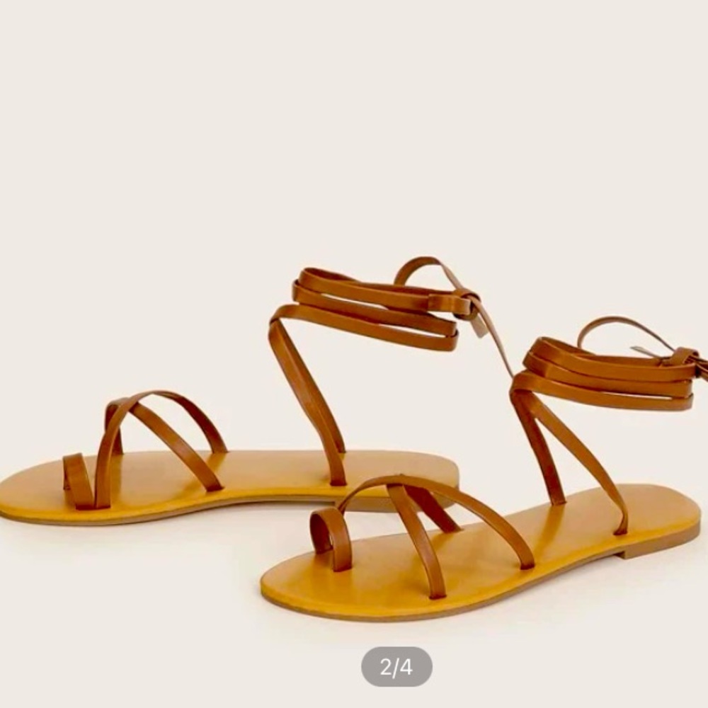 BNWB cognac PU leather sandals